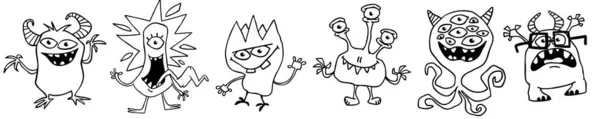 Monstruos Dibujos Animados Lindos Conjunto Monstruos Dibujos Animados Duende Troll — Vector de stock
