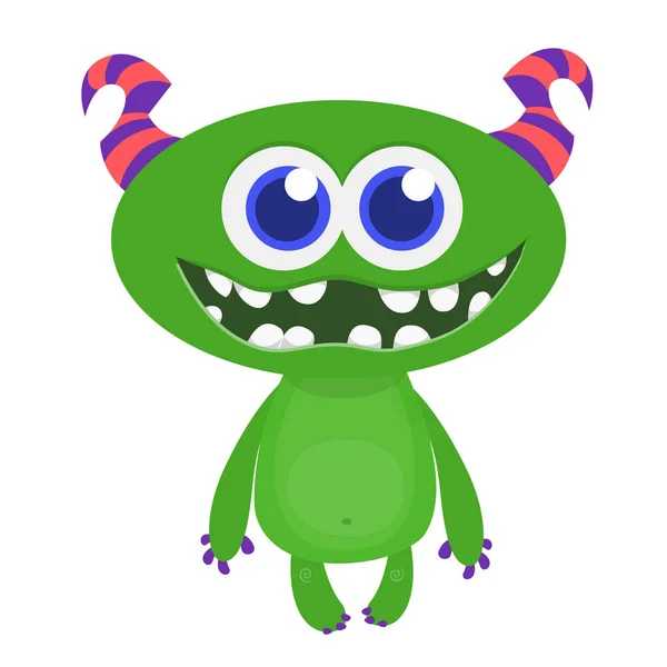 Desenhos Animados Engraçados Sorrindo Personagem Monstro Ilustração Criatura Alienígena Mítica — Vetor de Stock