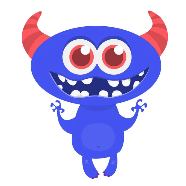 Lustige Cartoon Lächelnde Monster Figur Illustration Von Niedlichen Und Glücklichen — Stockvektor