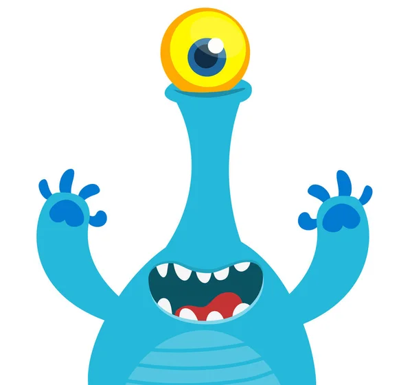 Funny Cartoon Monster One Eye Illustration Cute Happy Alien Halloween — Stock Vector