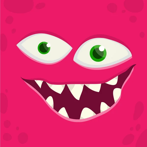 Roligt Tecknad Monster Ansikte Illustration Söta Och Glada Främmande Varelse — Stock vektor