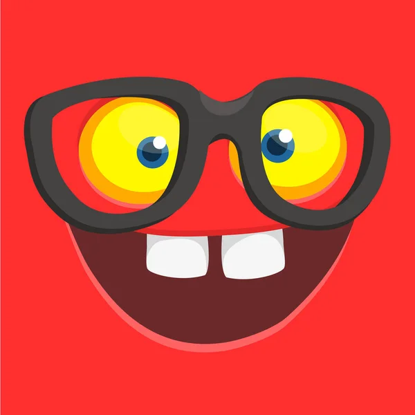 Lustiges Comic Monster Gesicht Mit Brille Halloween Design Ideal Für — Stockvektor
