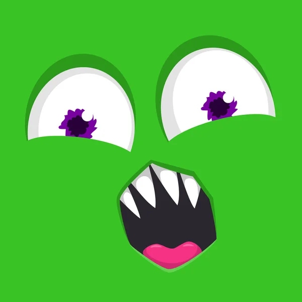 Funny Cartoon Monster Face Ilustrace Roztomilého Šťastného Mimozemského Výrazu Halloween — Stockový vektor