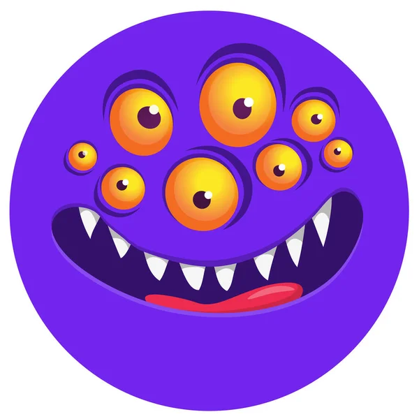 Lustiges Monster Gesicht Mit Vielen Augen Illustration Des Ausdrucks Süßer — Stockvektor