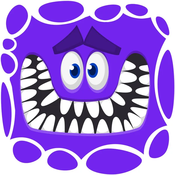 Funny Cartoon Monster Face Illustration Cute Happy Alien Creature Expression — Stock Vector