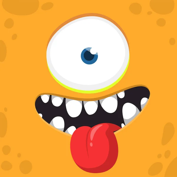 Funny Monster One Eye Face Mostrando Lengua Ilustración Vectorial Diseño — Archivo Imágenes Vectoriales