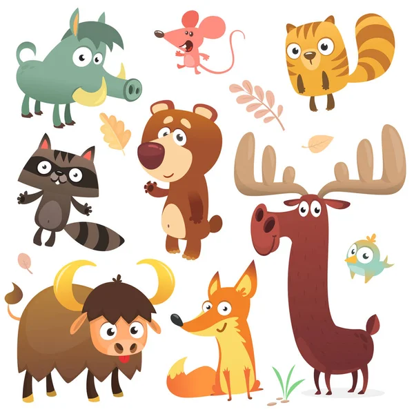 Personajes Animales Del Bosque Dibujos Animados Dibujos Animados Silvestres Lindos — Archivo Imágenes Vectoriales