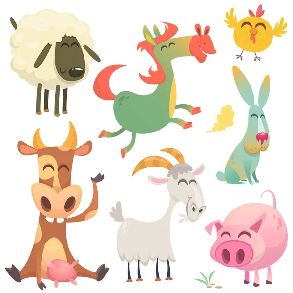 Farmářská Animovaná Zvířata Vektorová Ilustrace — Stockový vektor