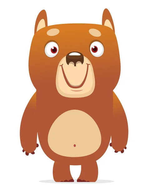 Happy Cartoon Bear Vector Illustration Brown Grizzly Bear — Stock vektor