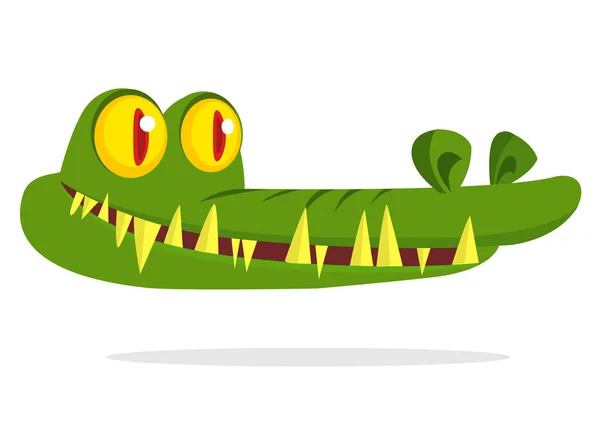 Zabawna Zielona Kreskówka Krokodyla Stojąca Wektorowa Ilustracja Projektu Postaci Aligatora — Wektor stockowy