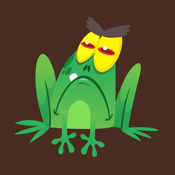 Cartoon Green Froggy Frog Mascot Character Cartoon Style Vector Illustration — Stock Vector