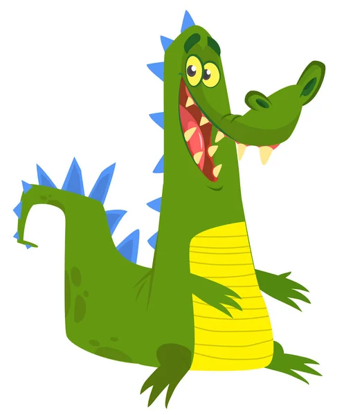 Vtipná Zelená Kreslená Pohádka Krokodýlech Vektorová Ilustrace Designu Postavy Aligátora — Stockový vektor