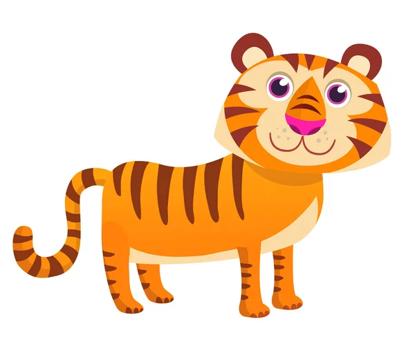 Jolie Illustration Vectorielle Tigre Dessin Animé Isolé Sur Fond Blanc — Image vectorielle