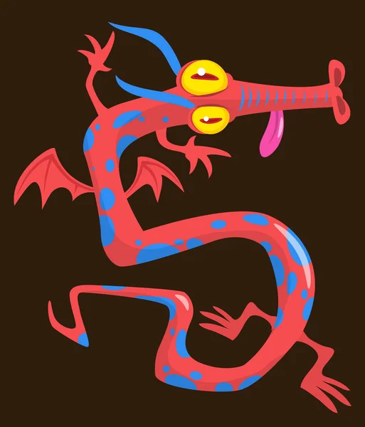 Dragón Rojo Chino Volando Ilustración Lindo Vector Dibujos Animados Símbolo — Archivo Imágenes Vectoriales