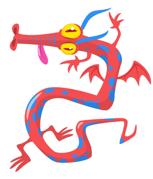 Dragón Rojo Chino Volando Ilustración Lindo Vector Dibujos Animados Símbolo — Archivo Imágenes Vectoriales
