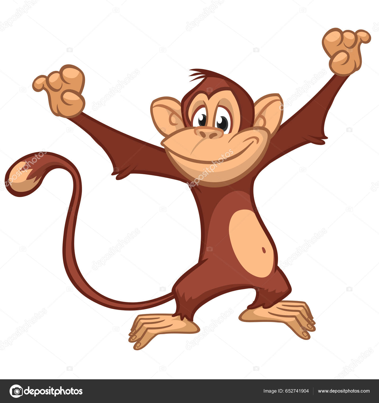 Desenho animado feliz macaco acenando a mão