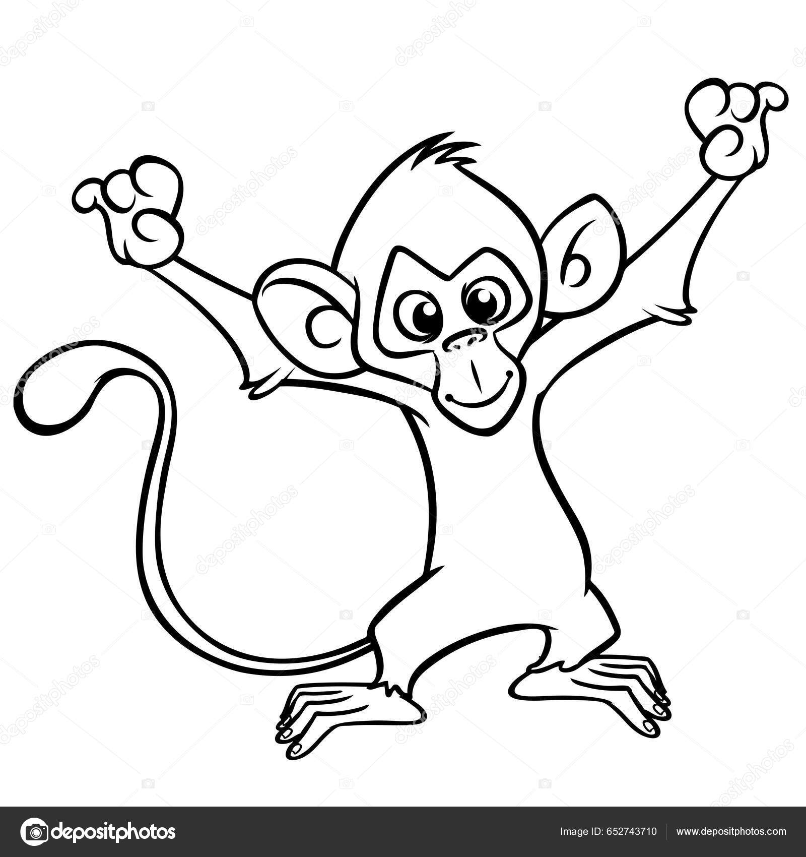 ícone Do Contorno Do Macaco Com Desenho De Uma Linha Ilustração do