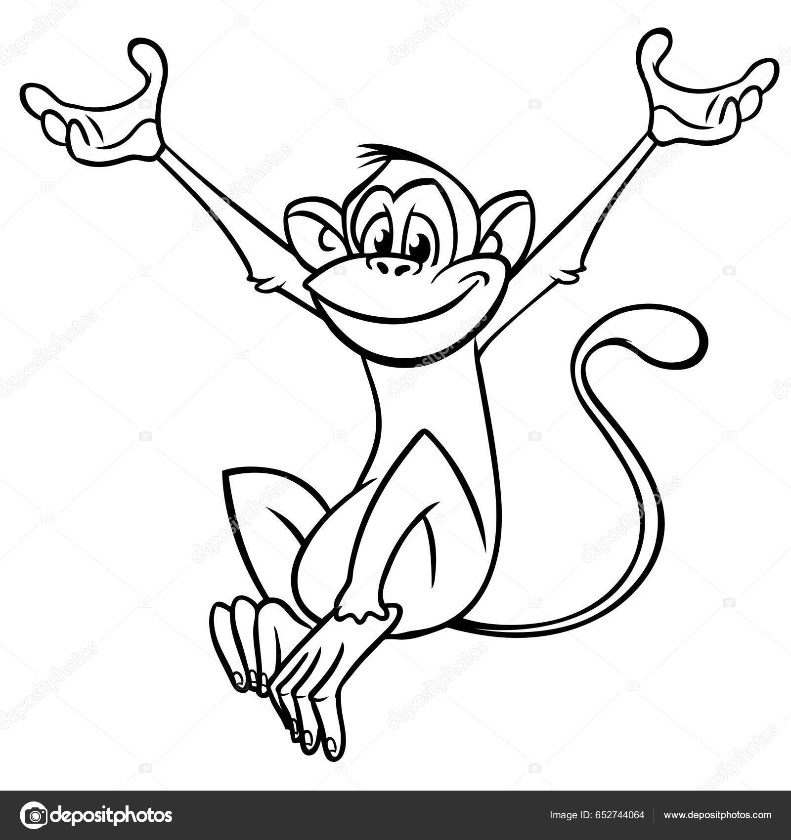 ícone Do Contorno Do Macaco Com Desenho De Uma Linha Ilustração do