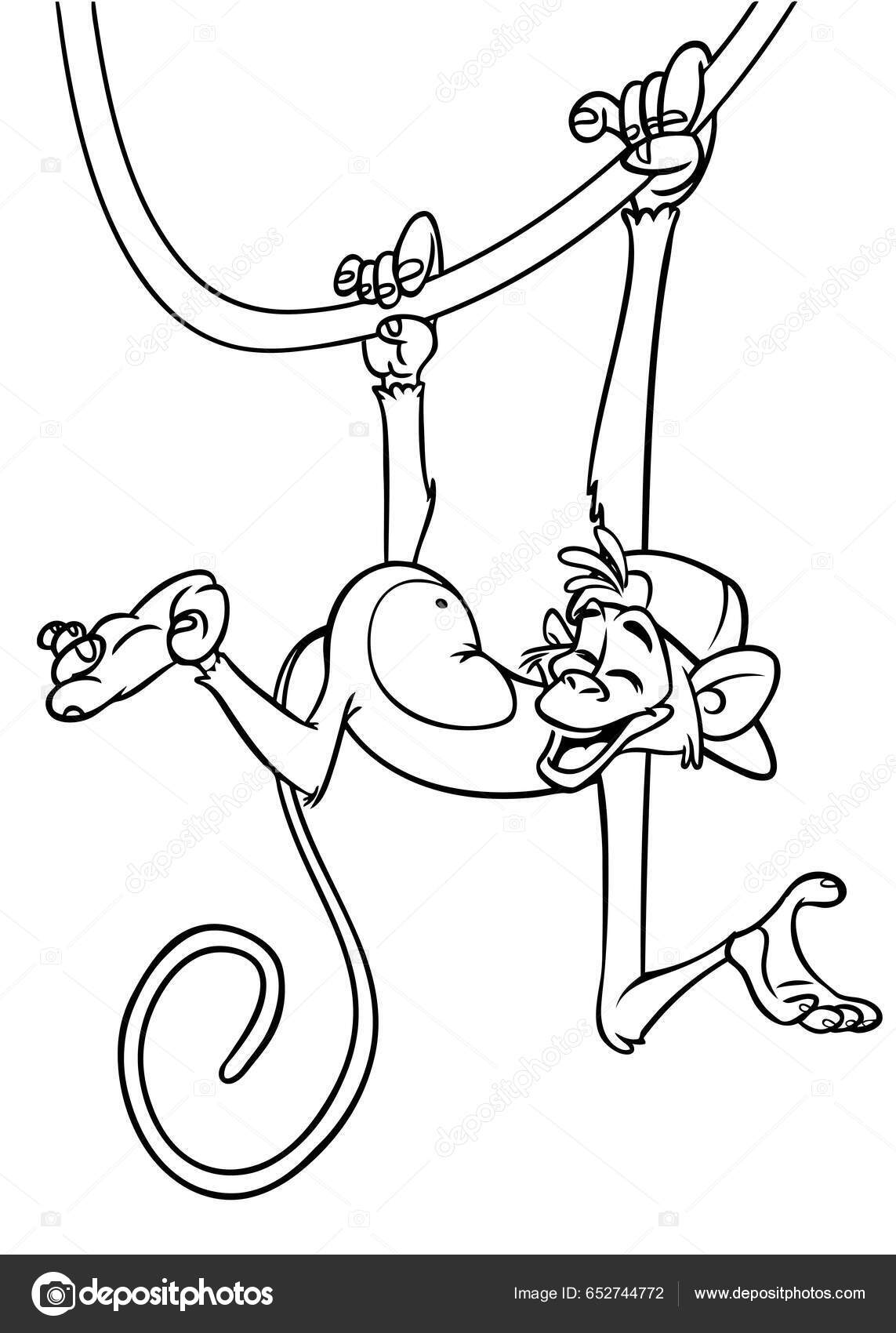 Desenhos para colorir de um macaco para ilustração vetorial de