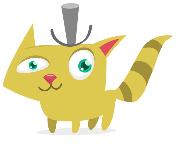 Gato Engraçado Dos Desenhos Animados Ilustração Gato Listrado Gordo Recorte —  Vetores de Stock