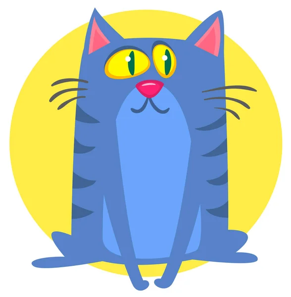 Cartoon Funny Cat Fat Striped Cat Illustration Vector Isolated Cutout — Stock Vector