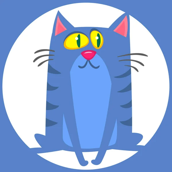 Cartoon Lustige Katze Fett Gestreifte Katze Illustration Vektor Isolierter Ausschnitt — Stockvektor