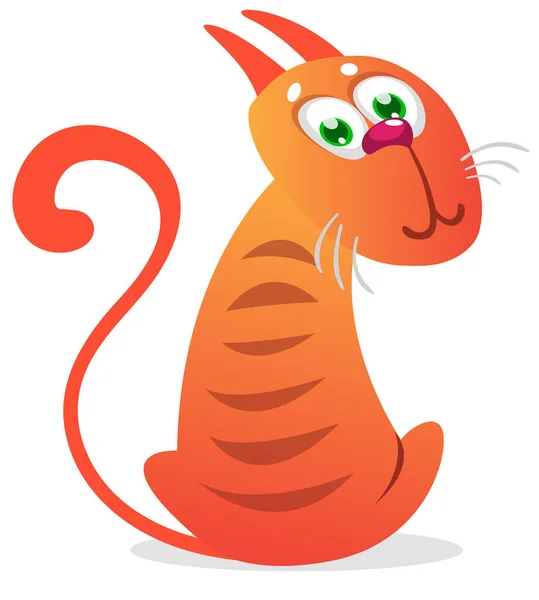 Gato Engraçado Dos Desenhos Animados Ilustração Gato Listrado Gordo Recorte —  Vetores de Stock