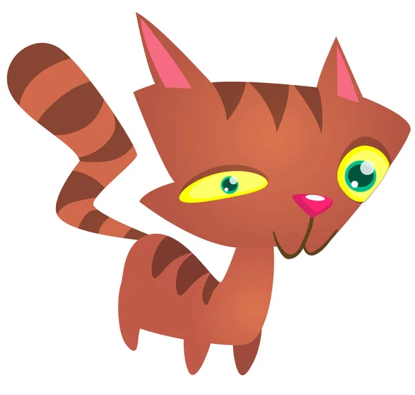 Gatto Divertente Cartone Animato Illustrazione Grassa Del Gatto Strisce Ritaglio — Vettoriale Stock