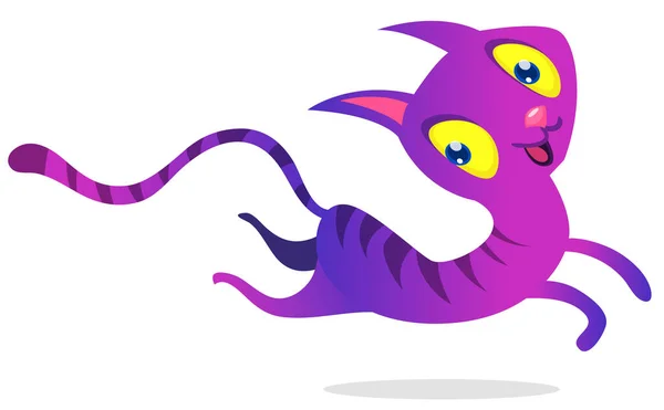 Desenhos Animados Engraçado Correndo Gato Ilustração Vetorial Isolada —  Vetores de Stock