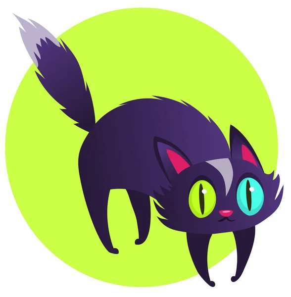 漫画魔女ブラック猫 ハロウィン面白い猫のイラスト ベクトル絶縁 — ストックベクタ