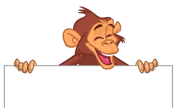 Cartoon Singe Chimpanzé Tenant Vierge Papier Blanc Une Plaque Pour — Image vectorielle