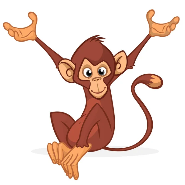 Cartoon Aap Chimpansee Vector Illustratie Van Gelukkig Aap Karakter Ontwerp — Stockvector