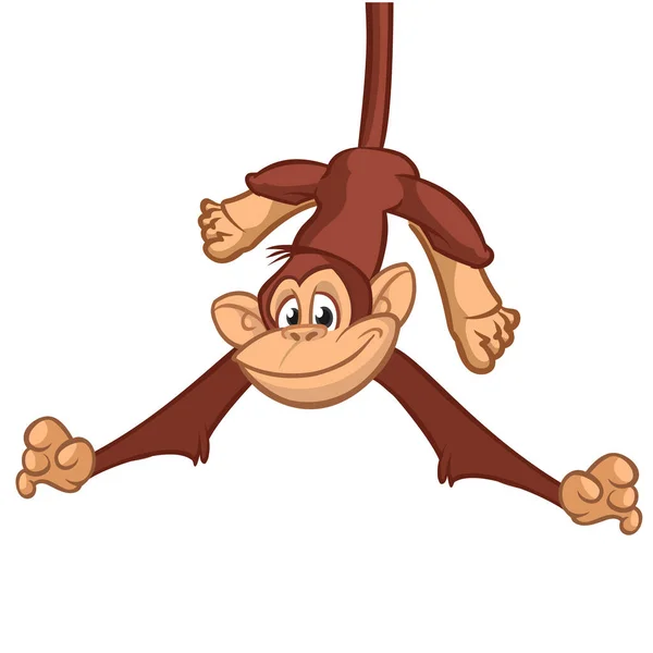 Мультяшна Мавпа Шимпанзе Передає Шимпанзе Догори Ногами Гілці Дерева Векторна — стоковий вектор