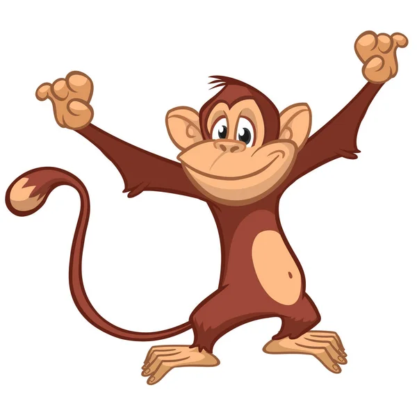 Scimpanzé Scimmia Dei Cartoni Animati Agitando Mani Illustrazione Vettoriale Del — Vettoriale Stock