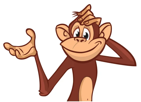Cartoon Monkey Chimpanzee Vector Illustration Happy Monkey Character Design Isolated — Stock Vector