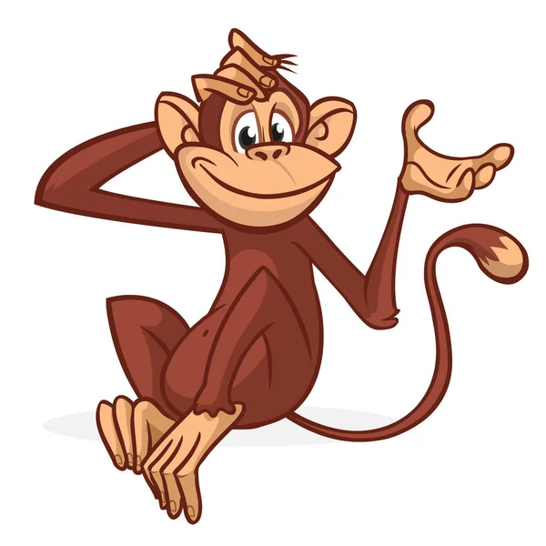 Мультфильм Обезьяна Шимпанзе Векторная Иллюстрация Дизайна Счастливой Обезьяны — стоковый вектор