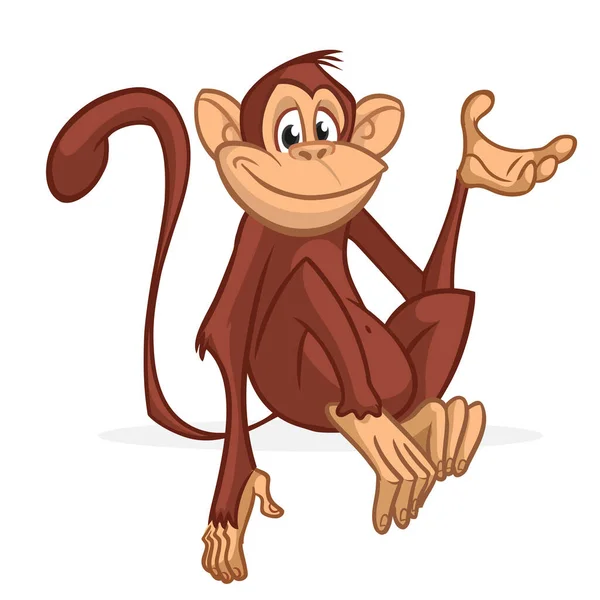 Мультяшна Мавпа Шимпанзе Векторні Ілюстрації Щасливого Дизайну Персонажа Мавпи Ізольовані — стоковий вектор