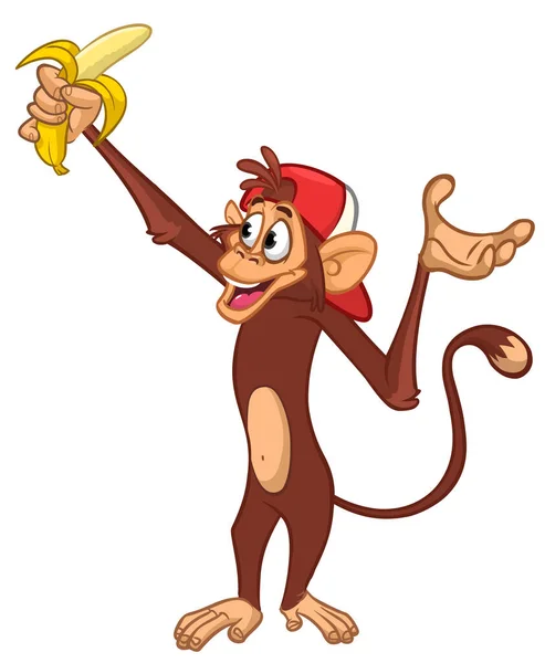 Zeichentrickaffe Schimpanse Vektor Illustration Der Glücklichen Affen Charakter Design Isoliert — Stockvektor