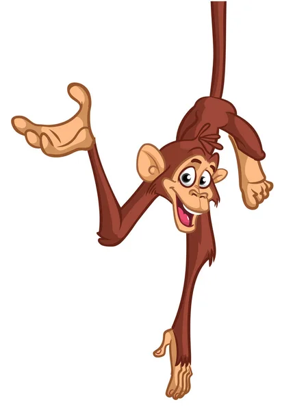 Cartoon Fummy Monkey Chimpanzee Vector Illustration Happy Monkey Character Design — Stock Vector