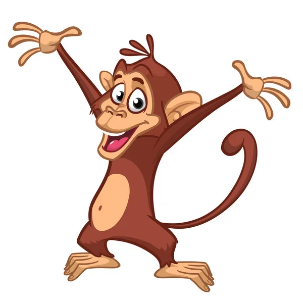 Cartoon Macaco Engraçado Acenando Mãos Ilustração Vetorial Design Personagem Macaco — Vetor de Stock