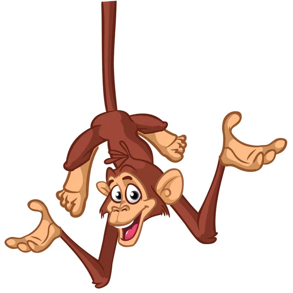 Dessin Animé Drôle Singe Chimpanzé Illustration Vectorielle Dessin Singe Heureux — Image vectorielle