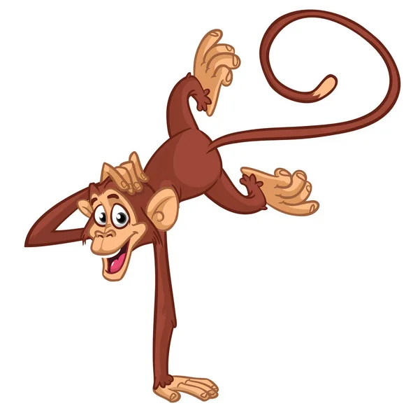 Κινούμενα Σχέδια Αστεία Μαϊμού Χιμπατζής Εξισορρόπηση Από Μία Πλευρά Doind — Διανυσματικό Αρχείο
