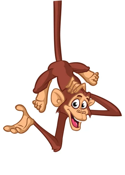 Cartoon Grappige Aap Chimpansee Vector Illustratie Van Gelukkig Aap Karakter — Stockvector