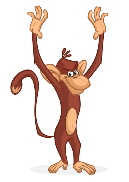 Dessin Animé Drôle Singe Chimpanzé Illustration Vectorielle Dessin Singe Heureux — Image vectorielle