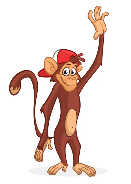 Κινούμενο Αστείο Χιμπατζή Μαϊμού Εικονογράφηση Διάνυσμα Ευτυχισμένη Μαϊμού Σχεδιασμό Χαρακτήρα — Διανυσματικό Αρχείο