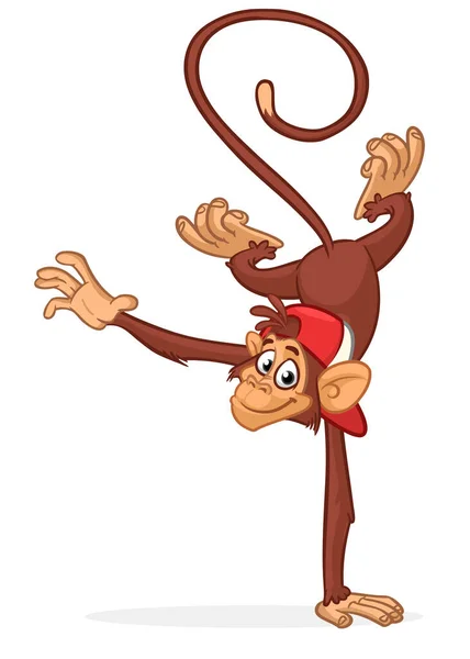 Cartoon Grappige Aap Chimpansee Vector Illustratie Van Gelukkig Aap Karakter — Stockvector