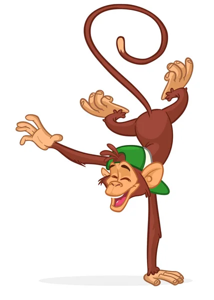 Macaco Engraçado Dos Desenhos Animados Chimpanzé Ilustração Vetorial Design Personagem —  Vetores de Stock