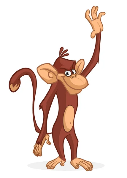Çizgi Film Komik Maymun Şempanze Mutlu Maymun Karakter Tasarımının Vektör — Stok Vektör