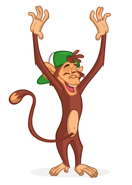Κινούμενο Αστείο Χιμπατζή Μαϊμού Εικονογράφηση Διάνυσμα Ευτυχισμένη Μαϊμού Σχεδιασμό Χαρακτήρα — Διανυσματικό Αρχείο