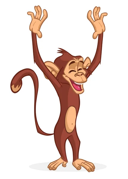 漫画面白い猿チンパンジー 幸せな猿のキャラクターデザインのベクトルイラスト孤立 — ストックベクタ